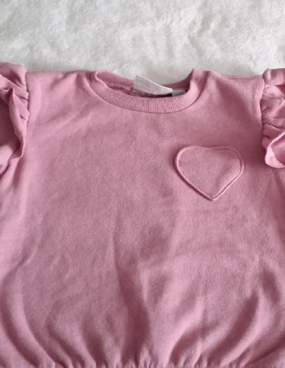 The Children's Place Pink Ruffle-Shoulder Crew & Ribbed Scoop Leggings Set